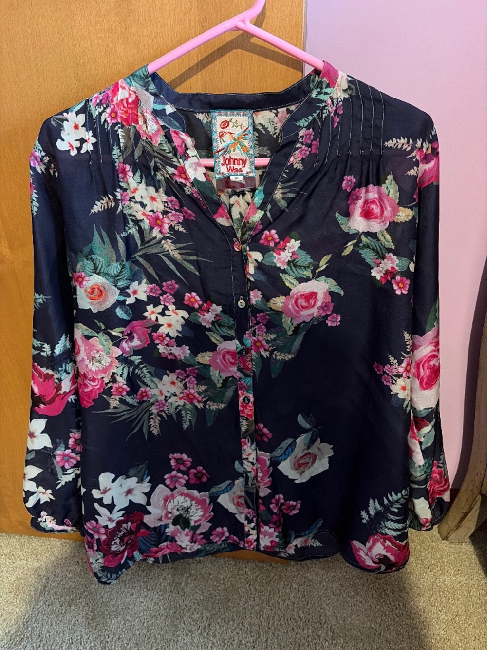 Johnny Was XS navy tunic top